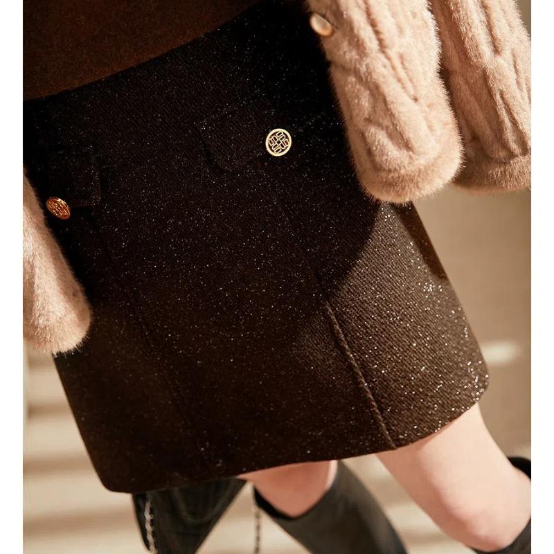 Simplicity Office Lady Autumn Winter New Women Solid Zipper Button Bright Silk Korean Fashion High Waist Short Slim A-line Skirt