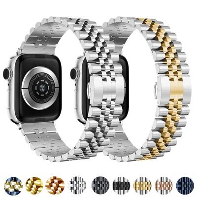Ремешок из нержавеющей стали для Apple Watch Band 40 мм 44 мм 42 мм 45 мм 49 мм Роскошный металлический браслет для IWatch Серии 1 2 3 4 5 6 7 8 9 SE