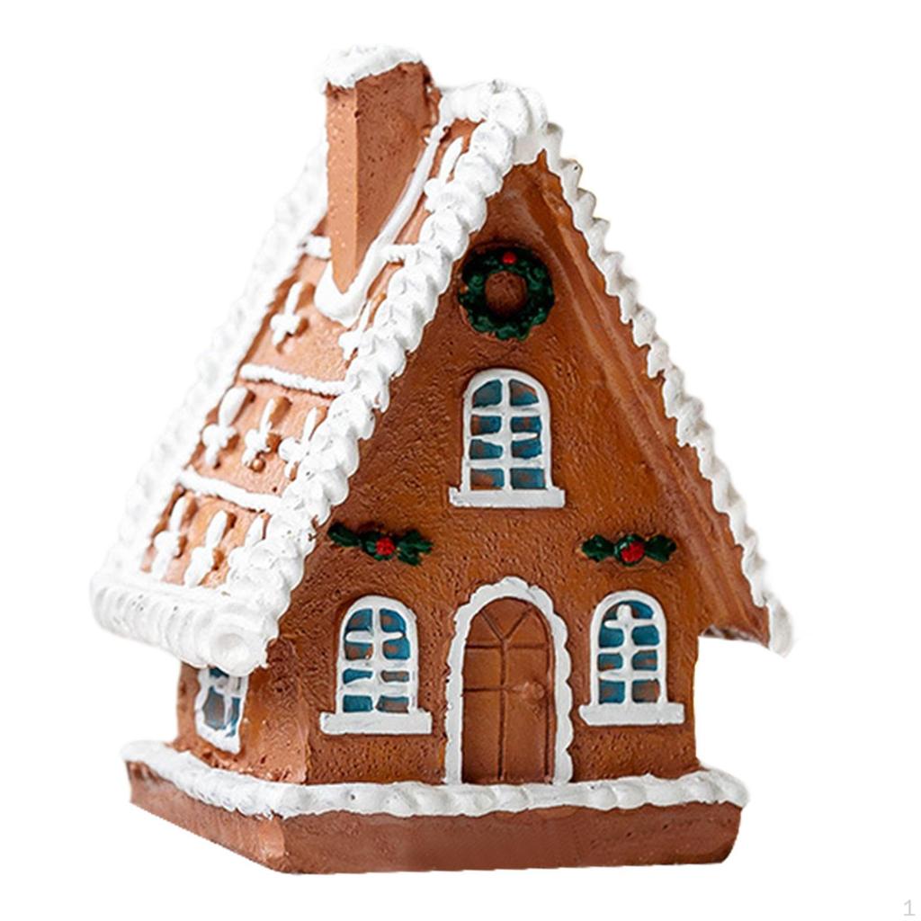 Рождественская миниатюрная статуэтка-домик, настольное украшение со светом, хижина, резиновая деревенская фигурка