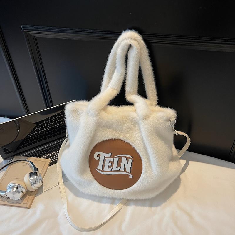 Plush Large Capacity Tote Bag Women's Shoulder Bag Commuter Underarm Bag