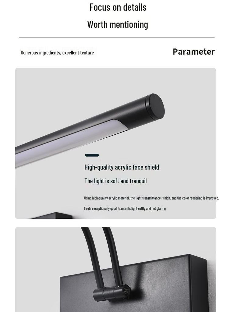 LED Bathroom Mirror Light: Long Strip Wall-Mounted Makeup and Picture Light