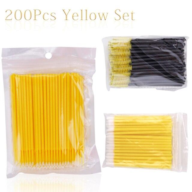 200 шт., кисти для ресниц, одноразовые тампоны, микрокисть для губ, кисть для бровей, тушь для ресниц, палочка, аппликатор, аксессуары для ресниц