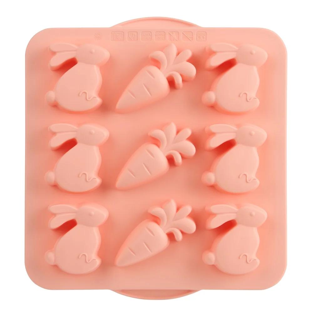 Розовая форма для маффинов на Пасху Прочный структурированный силикон Форма на 9 ячеек 2 штуки