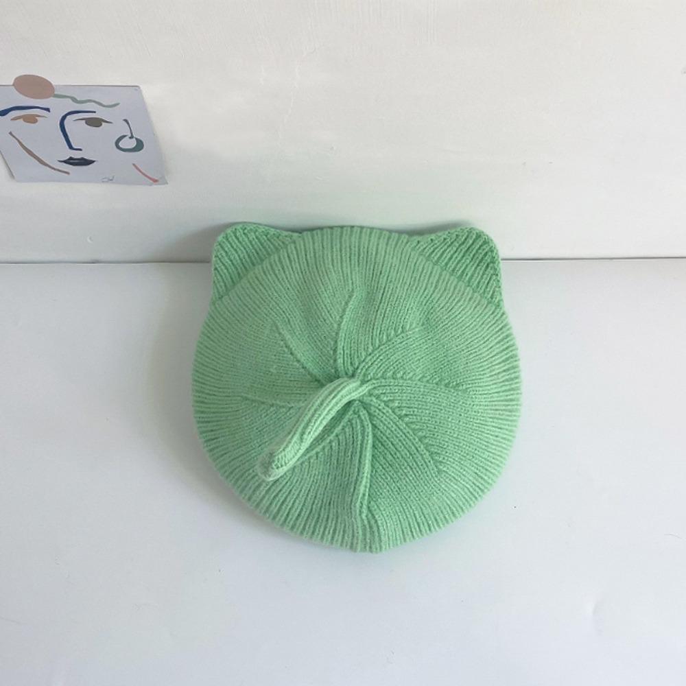 Однотонная шапка-бини, шерстяная шапка-колпачок, симпатичная вязаная крючком детская шапочка