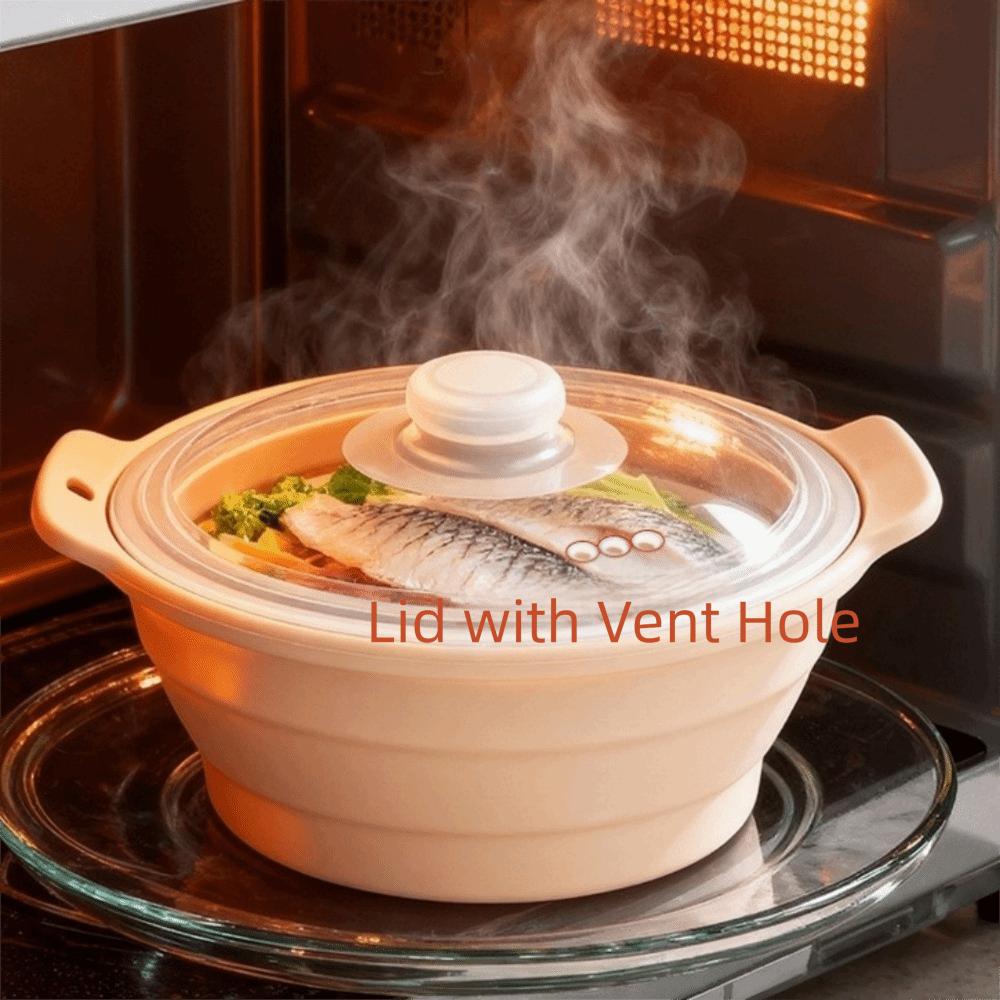 Heat-resistant Silicone Steamer Foldable Microwave Steamer Bowl Steamed Vegetable