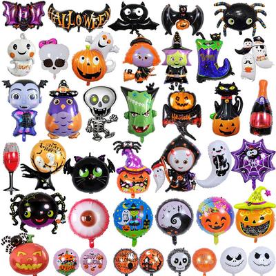 Воздушные шары из алюминиевой фольги: Украшения на Хэллоуин с привидениями, скелетами, тыквами и летучими мышами