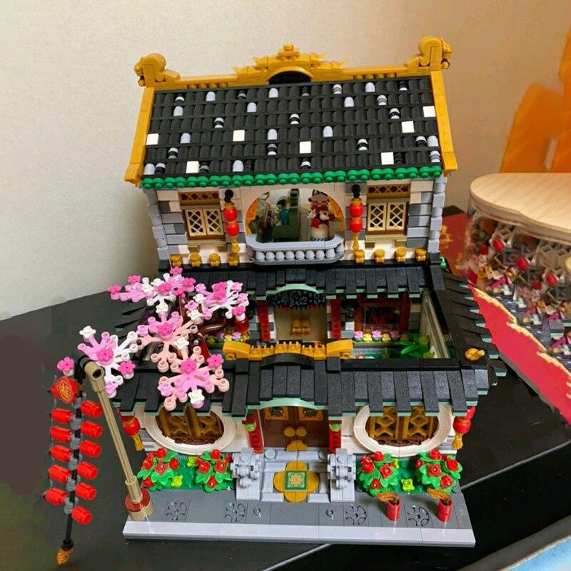 LOZ архитектура весенний фестиваль воссоединение ужин двор дом семейный мини-блоки кирпичи строительные игрушки для детей подарок без коробки