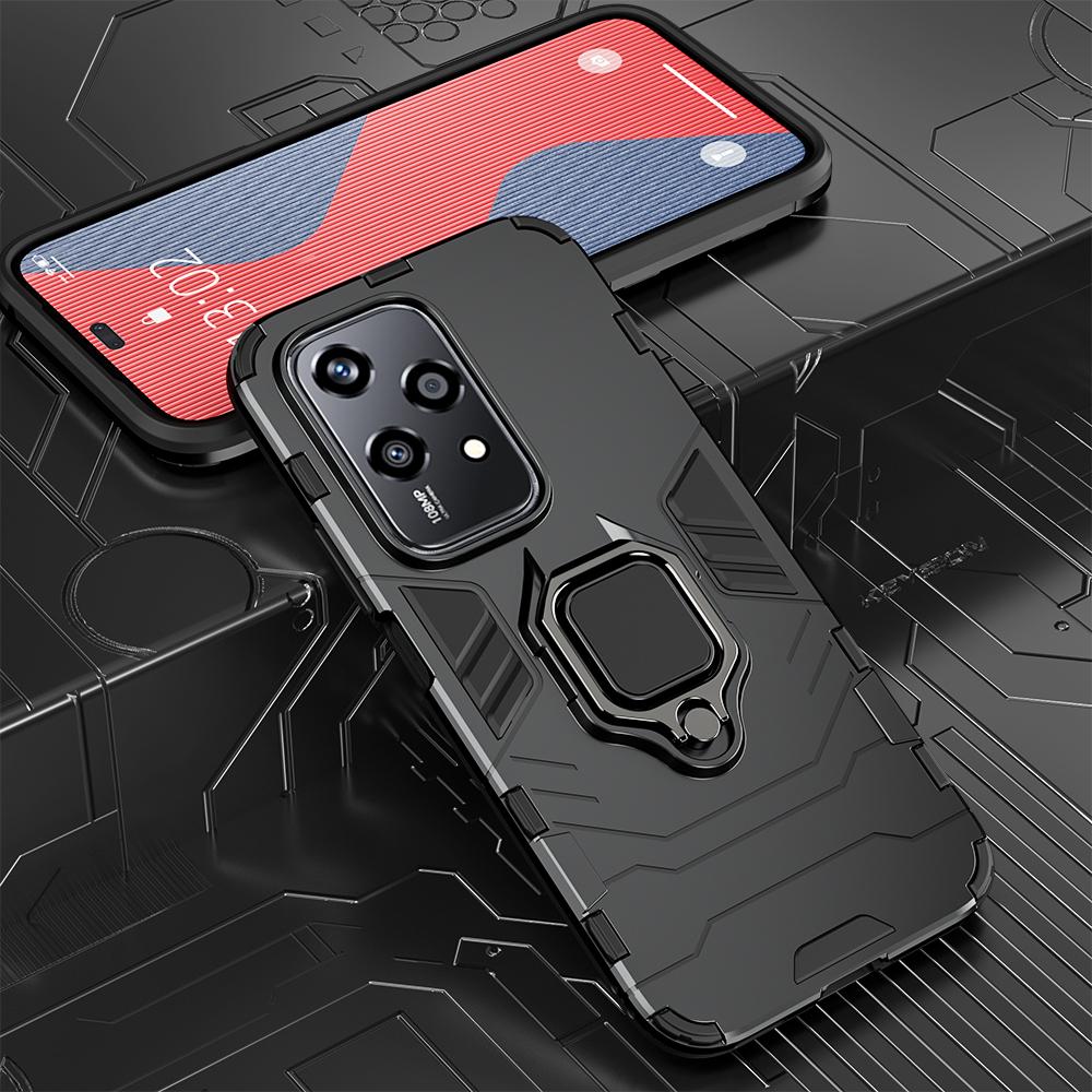 KEYSION Противоударный защитный чехол для HONOR 200 Lite 5G, мягкий силикон + ПК с металлическим кольцом-подставкой, задняя крышка для телефона для Huawei Honor 200 Lite