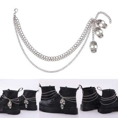 Цепочка для обуви с подвеской в виде черепа, аксессуары для обуви, металлические цепи для различной обуви, регулируемая длина, украшение для обуви