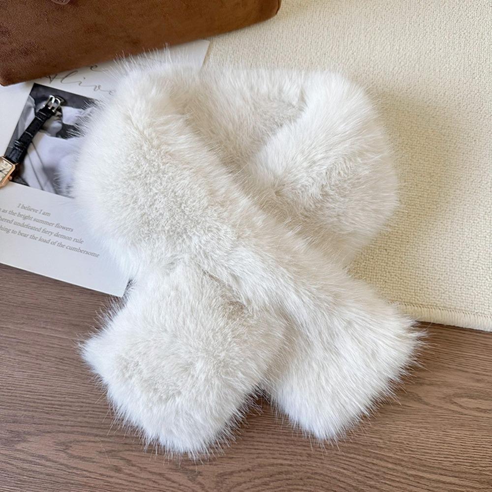 Warm Imitation Fur Rabbit Scarf Thickened Cross Neck Scarf Kawaii Cross Scarf Women Girl