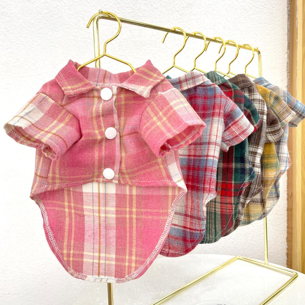 Клетчатая рубашка для домашних собак, летняя одежда для собак с отверстиями для поводка, пальто для домашних животных, куртка для щенков для маленьких, средних и больших собак весом до 50 кг.