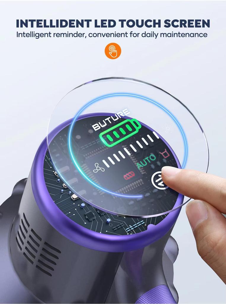 Buture VC70 Vacuum Cordless Handheld 38KPA High Suction Power 450W Motor Smart Home Cleaning LED Touch Screen Vacuum Cleaner