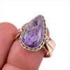 Natural Chaorite Gemstone 925 Solid Sterling Silver Gift Two Tone Ring S.9 O7I62