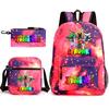 Rhythm Box Game Merchandise Student Bag Sprunki Cartoon Starry Sky Backpack Leisure Bag 3-piece Set D