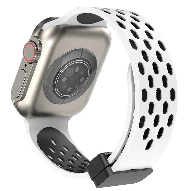 Магнитный силиконовый ремешок для Apple Watch Band Ultra 3 2 49мм 45мм 41мм Браслет для iWatch Series 11 10 9 8 7 6 SE 5 4 3 38мм 46мм 42мм 44мм