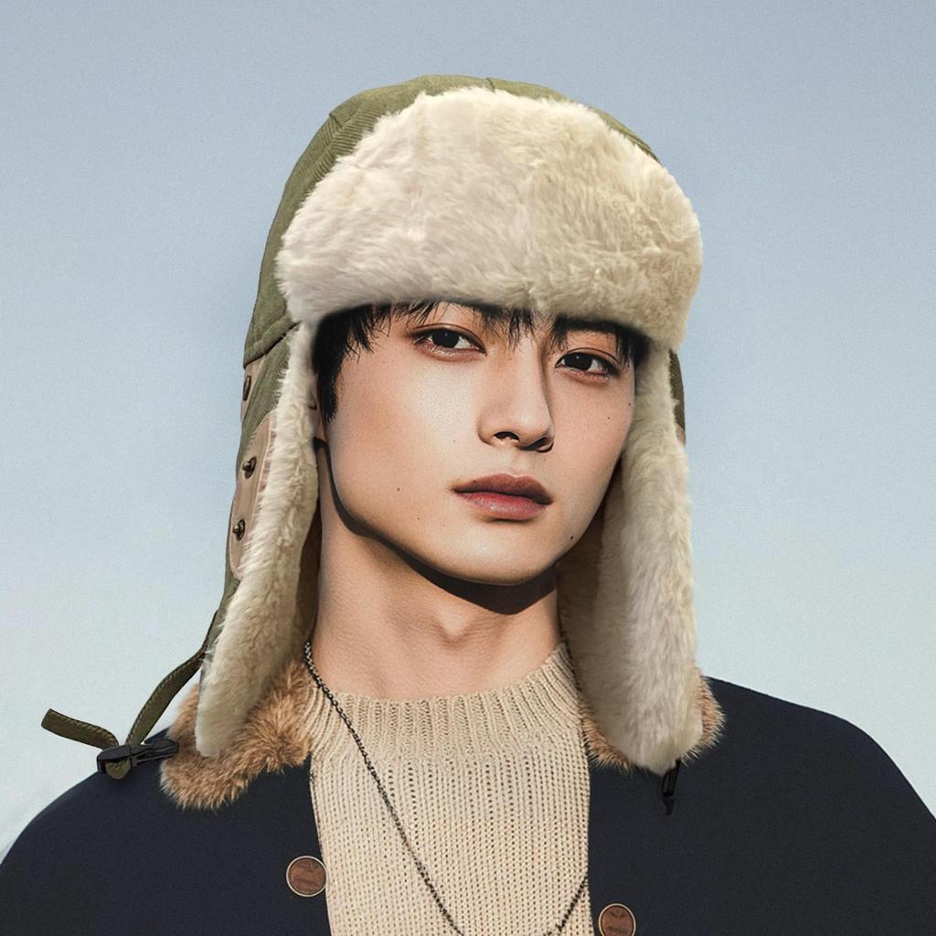 Croogo Шапка-пилот русская с ушами для улицы, для полетов, шапка-авиатор, шапка, уши, зима, катание на лыжах, мероприятия, унисекс, шапка, (G-PL06-Зеленый)