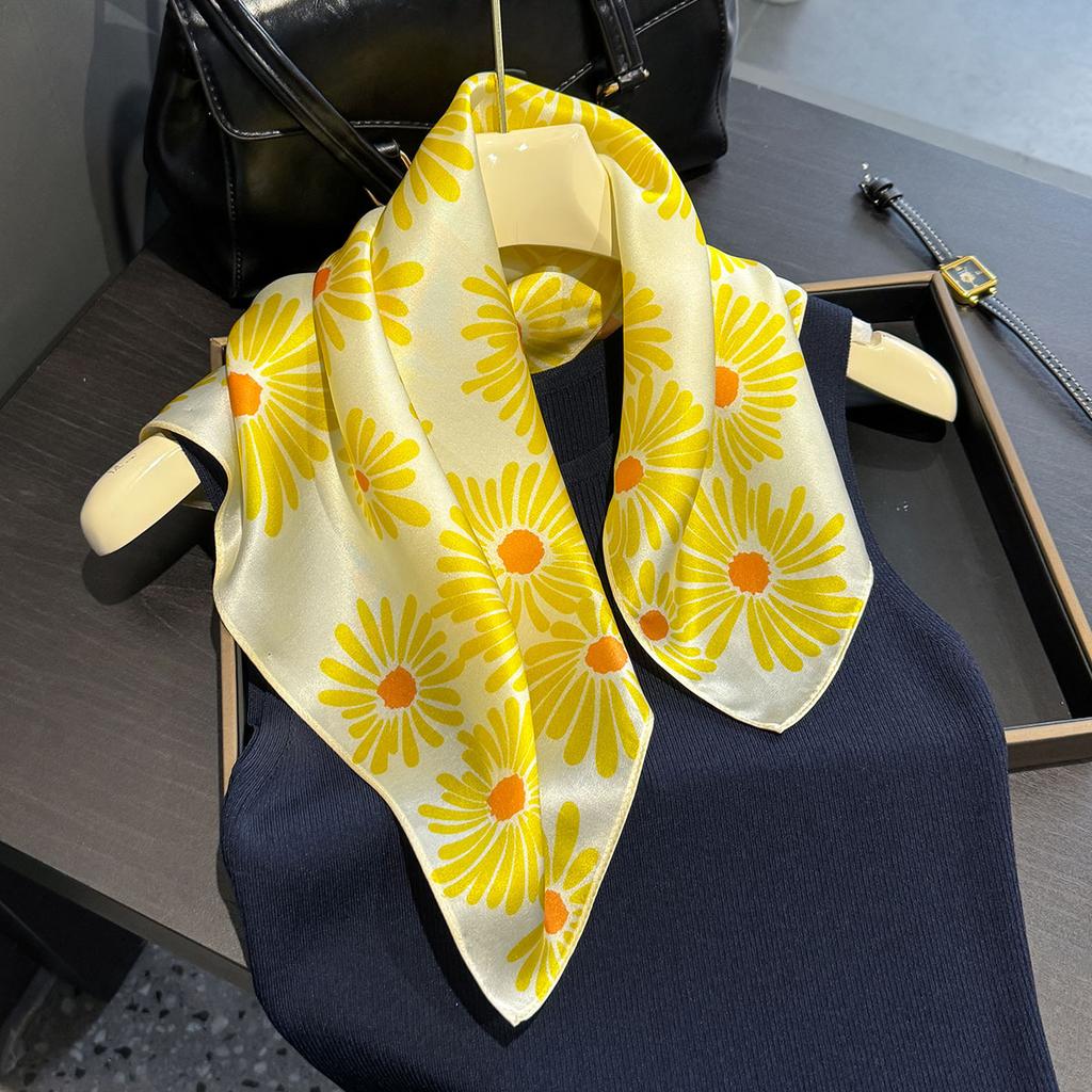 Luxury Brand 100% Natural Silk Scarf Women Design Small Square Shawl Hair Ribbon Headband Fashion Neckerchief Bandana