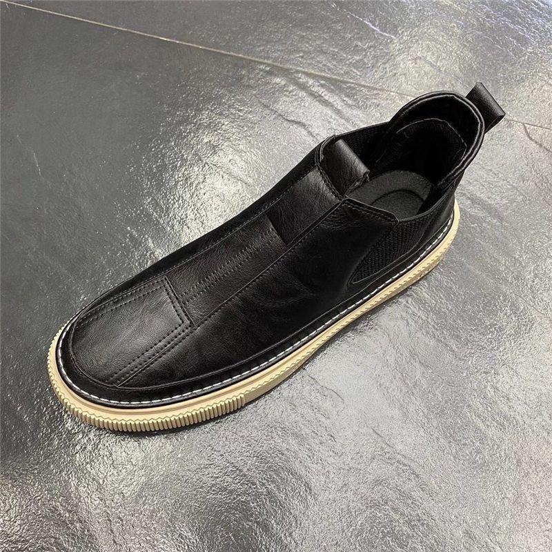 Korean Style High-Top Slip-On Men's Casual Martin Boots - Trendy Autumn/Winter Emo Influencer Style.