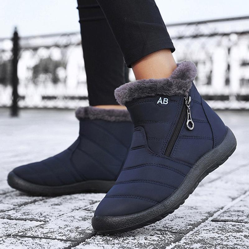 Fashion Women Boots Snow Keep Warm Shoes Woman Waterproof Platform Boots Zipper Boots Ladies Flat Fashion Botas Mujer Winter Boot Female
