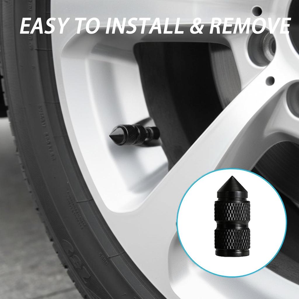 8PCS Spike Tire Valve Stem Caps, Aluminum Alloy Pointed Air Valve Covers, Universal Dustproof Car Wheel Valve Caps for Cars, Trucks, SUVs,
