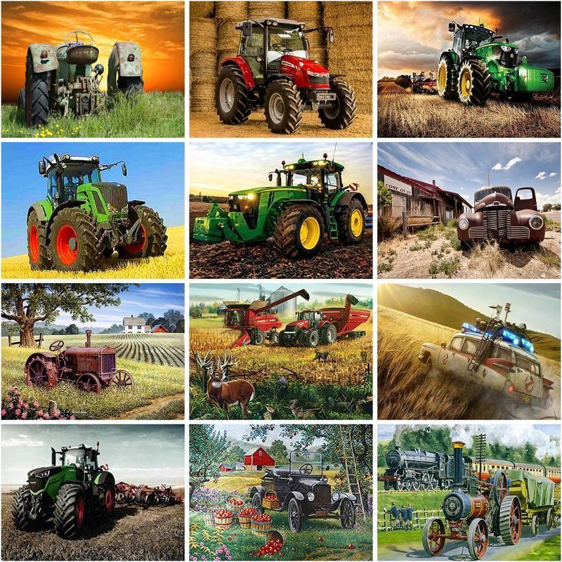5D Diy Diamond Painting Tractor Rhinestone Art Diamond Embroidery Car Landscape Cross Stitch Full Drill Home Decor Gif