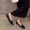 Women's Flat Shoes Spring New Square Head Shallow Hollow Soft Sole Anti-slip Wear-resistant Single Shoes