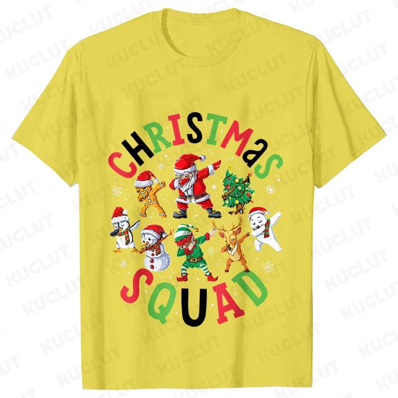 Футболка Christmas Squad Crew для женщин, хип-хоп, мягкие топы Y2k, модные повседневные футболки с принтом Санта-Клауса в стиле Харадзюку, футболки с коротким рукавом