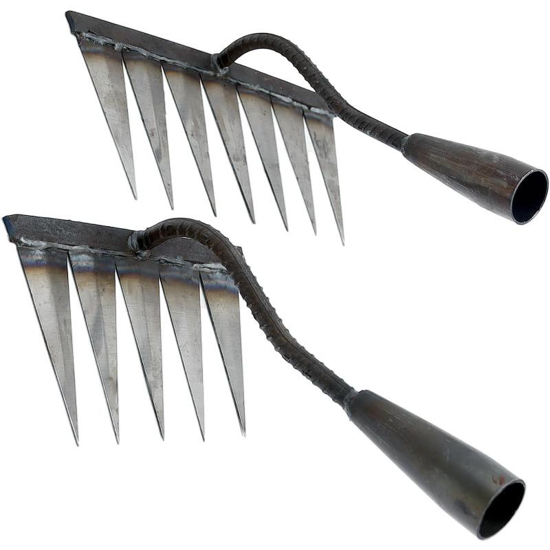 Weeding Hoe Rake Farm Tool Weeding Scarifier Artifact Agricultural Tools Six-tooth Nail Harrow Steel Harrow Gardening Weeding KTY