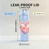 1PC Soft Pink Floral Heart 750ml Color Plastic Sports Water Bottle Leakproof Flip Straw Lid Suitable for Sports Office Home Use