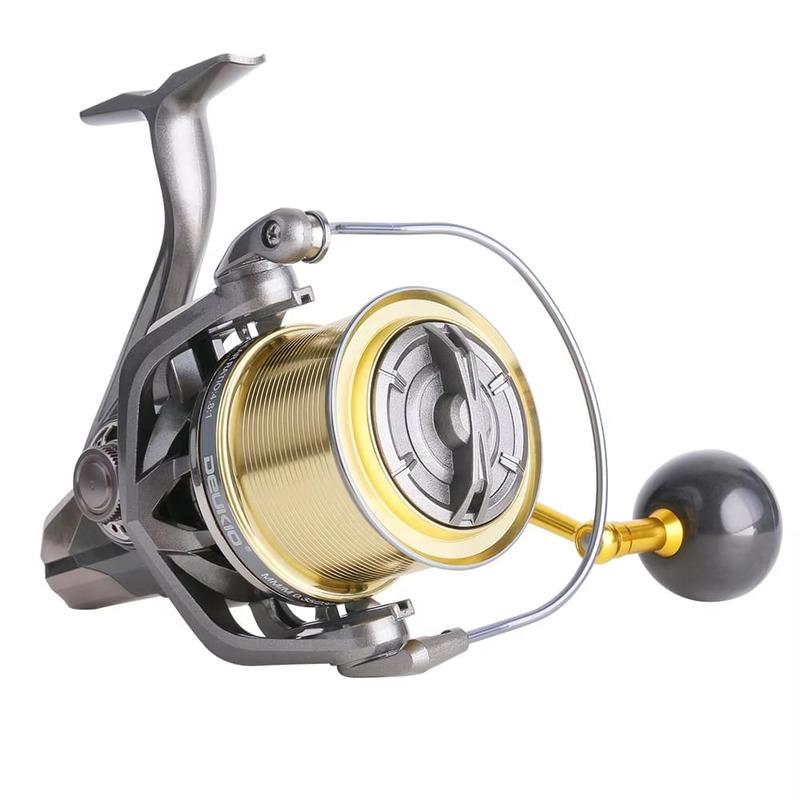 New DEUKIO Large All-Metal Spinning Fishing Reel 8000 10000 12000 Maximum Resistance 20 Kg Sea Line Reel Free Line 4.9:1 High Speed Ratio