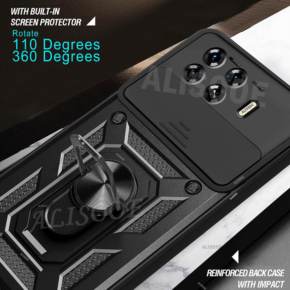 Armor Funda для Tecno Spark 20C 20 Pro Plus 10 10C 4G Case Slide Camera Protection Ring Stand Cover для Tecno Spark 20 Pro+ Capa