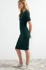 Женское модное новое платье изумрудно-зеленого цвета с круглым вырезом в рубчик, эластичное вязаное платье-карандаш миди