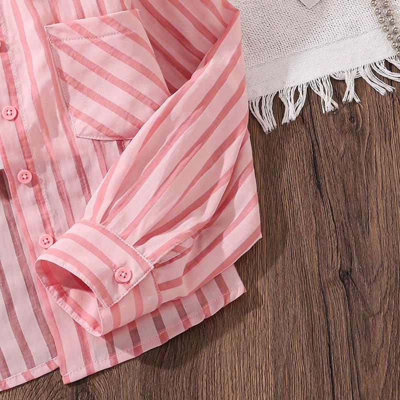 Повседневный костюм для девочек, летняя детская рубашка с длинными рукавами и защитой от солнца, жилет, шорты, костюм-тройка