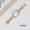 Watchband Double Row Metal Denim Chain Gold Wristband for Apple Watch Band 38 40 41 42 44 45 49 Mm Strap Lady Metal Leather Bracelet