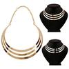Women's Exaggerated 3 Layers Semi-Circle Statement Pendant Chain Choker Necklace