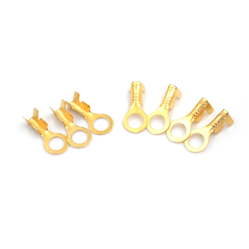 100 Pcs 5.2Mm Gold Brass Round Terminal Power Supply Wire Connector