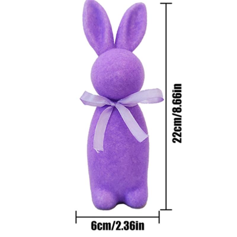 Flocked Easter Bunny Decor Cute Easter Standing Rabbit Statue With Bow Tie Spring Tabletop Centerpiece Nursery Home Decor