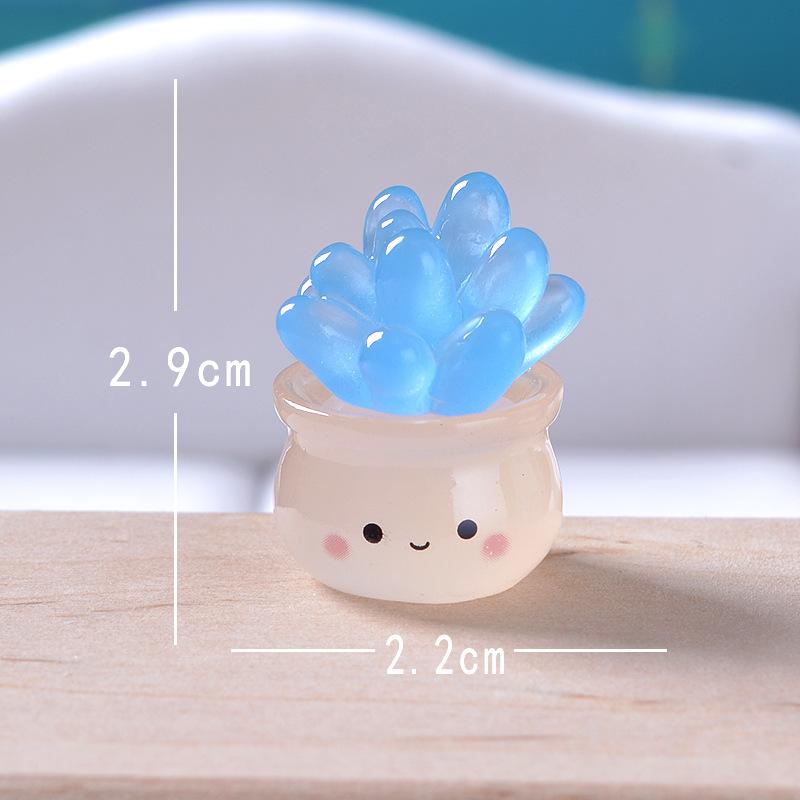 Figurines Miniatures Cute Luminous Succulent Cactus Micro Landscape Ornaments for Home Decorations Car Room Decor Accessories