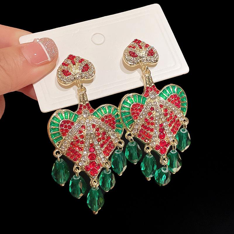 Богемские серьги-кисточки в форме капель воды с бриллиантами и винтажной эстетикой