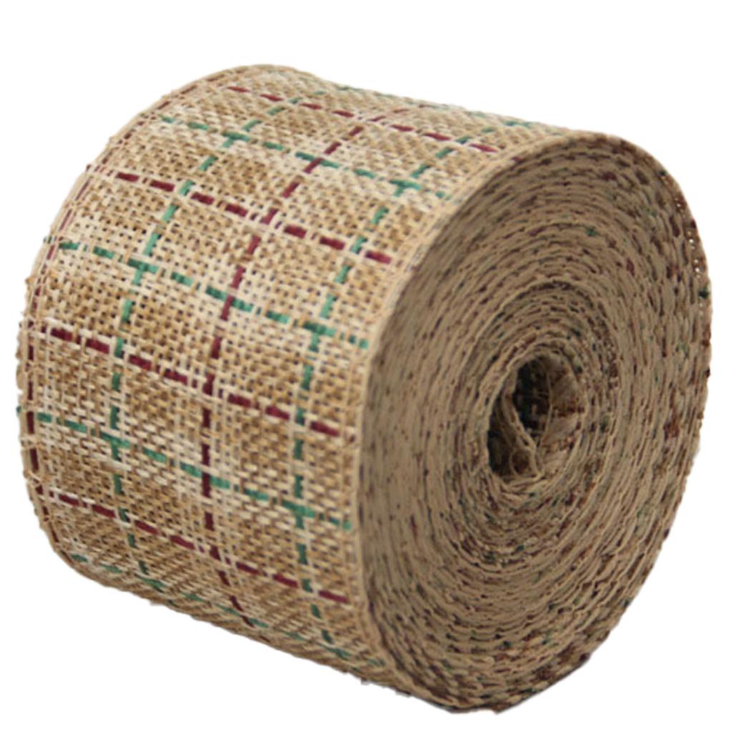 6M Christmas Checkered Wired Edge Weave Ribbon Plaid Black Red Green Diamond Check Pattern Craft Christmas Decoration Linen