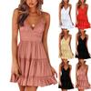 Women's Fashion Casual V-Neck Ruffle Casual Straps Sleeveless Dresses