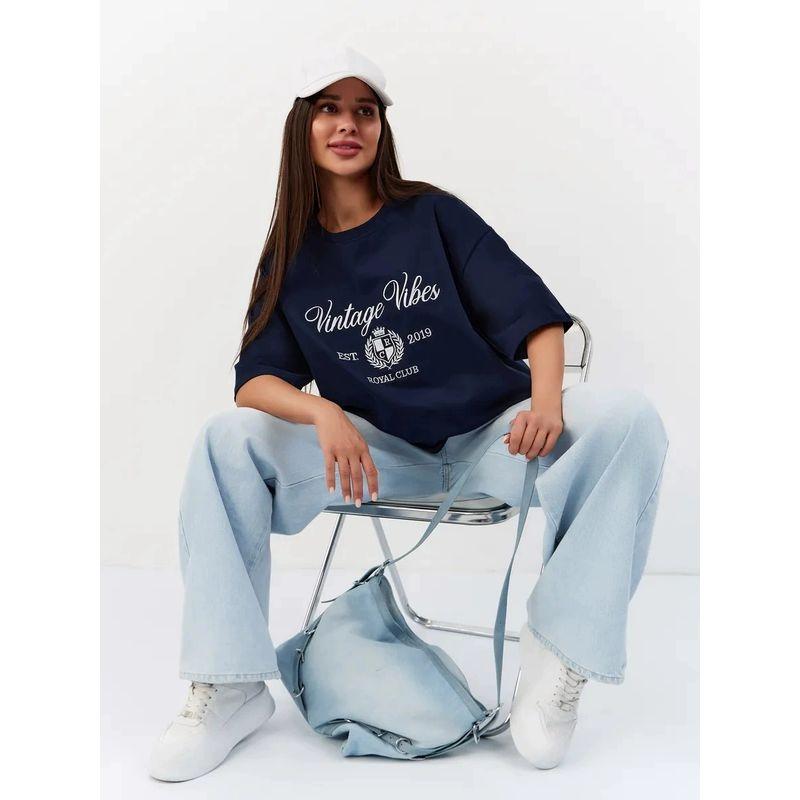 New Printed Letter T-shirt European and American New Fashion Print Round Neck Short Sleeve Cotton T-shirt Top