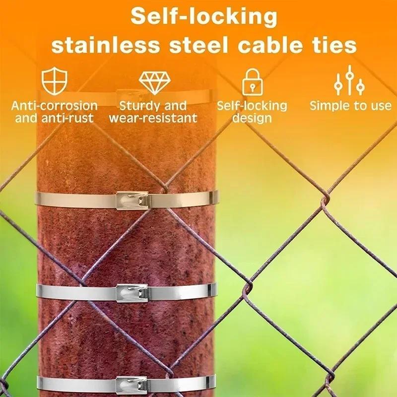20/200 шт. кабельных стяжек из нержавеющей стали, многоразовые, самоуплотняющиеся, крепежные кольца, кабельные стяжки, многоцелевой металлический крепеж, кабельный органайзер