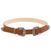 Wide Carved Buckle Belt American Style PU Vintage Waistband Fashion Double Buckle Waist Belt  Women