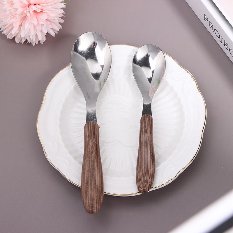 1 шт. Столовые приборы из нержавеющей стали с имитацией деревянной ручки, западная посуда, десертная ложка для супа, посуда для бара и ресторана западной кухни