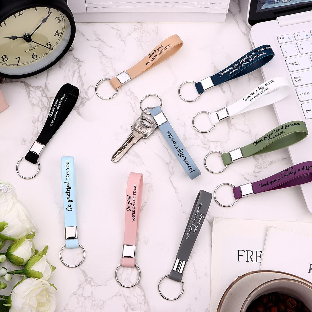 30 Pcs Employee Appreciation Gift Thank You Silicone Key Ring Inspirational Quote Keychains Staff Motivational Appreciation Gift