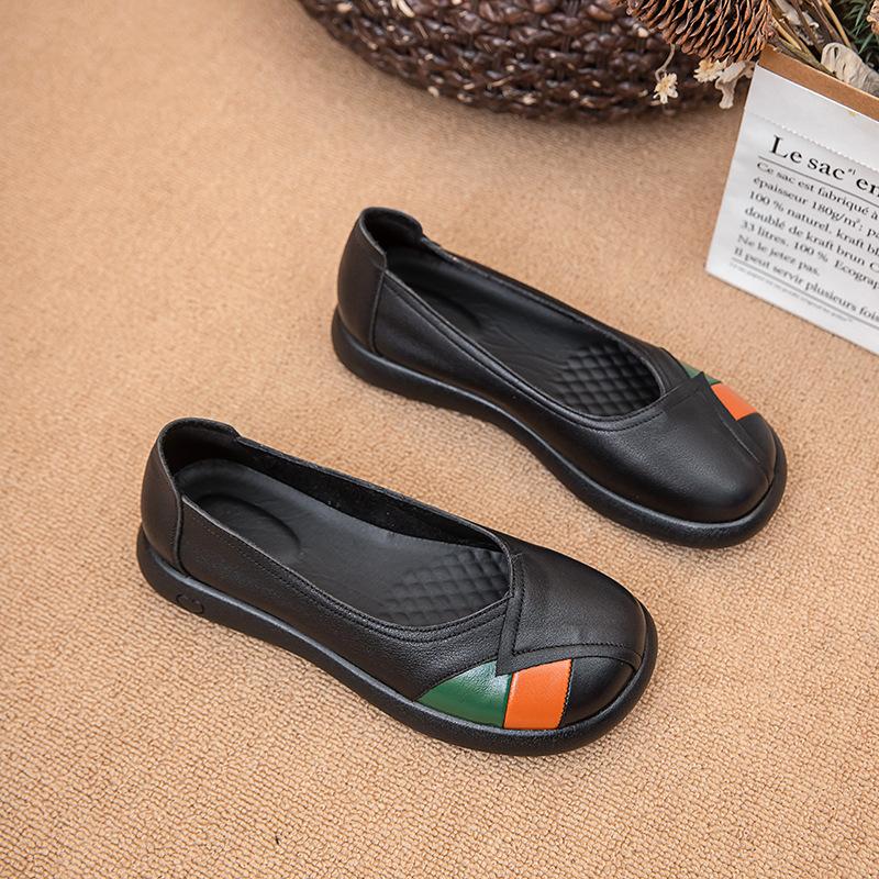 Genuine Leather Flats Shoes for Ladies Soft Slip On Loafers Female Casual Shoes Vintage Women Shoes
