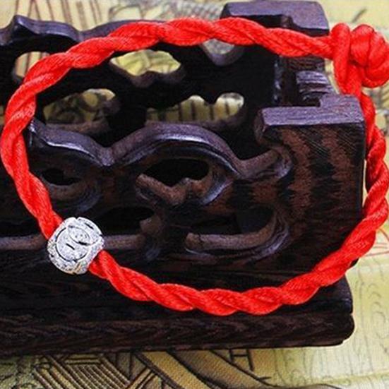 Этнический плетеный браслет из красной веревки с бусинами, унисекс, декор на счастливое запястье