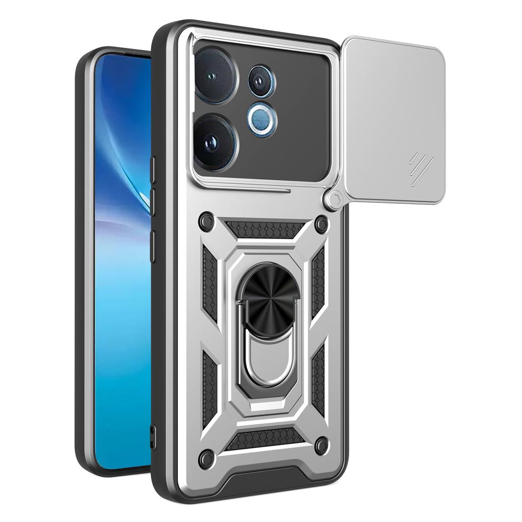 Чехол для vivo V60 5G с крышкой-слайдером для камеры, PC+TPU, подставка, чехол для телефона