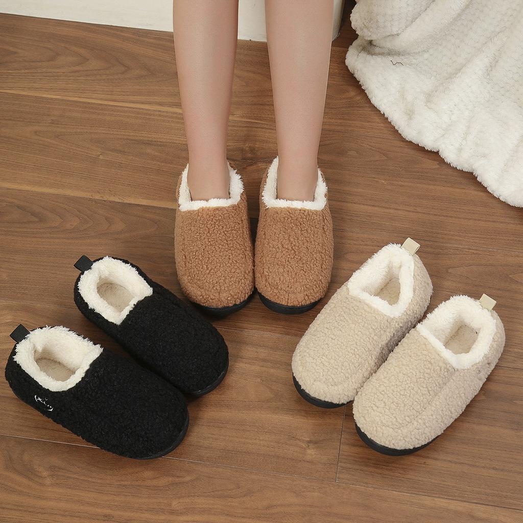 Fashion 2024 Fashion New Style Warm Plus Velvet Thick Home Cotton Shoes Non-slip Winter Heel Thick-soled Cotton Slippers